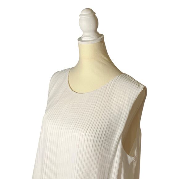 Calvin Klein Women’s Flowy Chiffon Feel Designer Sleeveless Top White Workwear M - Picture 2 of 8